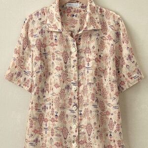 Coldwater Creek Mountain Spirit Linen Camp Shirt